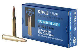 PPU PP2701 Standard Rifle  270Win 130gr Soft Point 20 Rounds