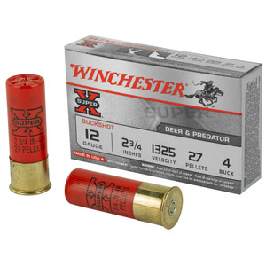Winchester Ammo XB124 Super X  12Gauge 2.75" 27Pellets 4Buck Shot 5 Rounds