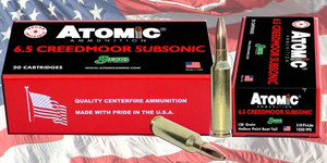 Atomic Ammunition 00476 Rifle Subsonic 6.5 Creedmoor 130 gr Sierra MatchKing BTHP 20 Rounds