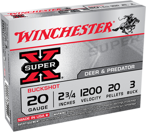 Winchester Super-X Value Pack Buck Shot 20 ga. 20 Pellets 3 Buck Shot 15 rd.