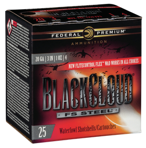 Federal Premium Black Cloud Waterfowl Shotgun Ammo 20 ga. 3 in. 1 oz. 4 Shot 25 rd.