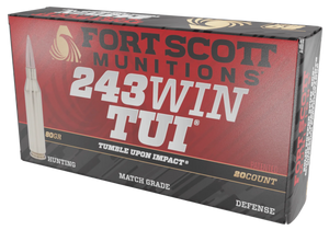 Fort Scott Munitions Rifle Ammo 243 Win. 80 gr. TUI 20 rd.