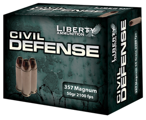 Liberty Ammunition LACD357030 Civil Defense  357Mag 50gr Lead Free Fragmenting Hollow Point 20 Rounds