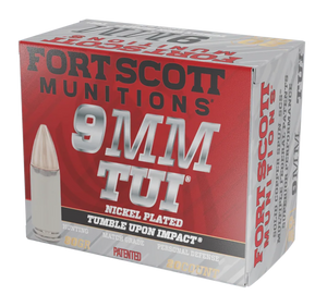 Fort Scott Munitions 9MM080SCVNIC Tumble Upon Impact (TUI)  9mmLuger 80gr Solid Copper Spun 20 Rounds