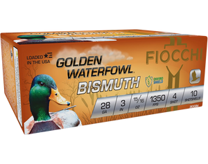 Fiocchi Golden Waterfowl Bismuth Shotgun Ammo 28 ga. 3 in. 15/16 oz. 4 Shot 10 rd.