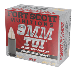 Fort Scott Munitions 9MM115SCVTPD Tumble Upon Impact (TUI)  9mmLuger 115gr Solid Copper Spun 20 Rounds *TPD-9 Coated