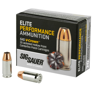 Sig Sauer E380A120 Elite Defense  380ACP 90gr V-Crown Jacketed Hollow Point 20 Rounds