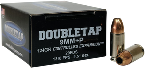 DoubleTap Ammunition 9MM124HP20   9mm+P 124gr Controlled Expansion JHP 20 Rounds