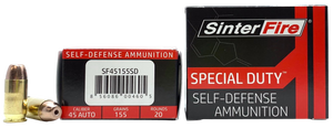 Sinterfire Special Duty Pistol Ammo 45 ACP 155 gr. HP 20 rd.