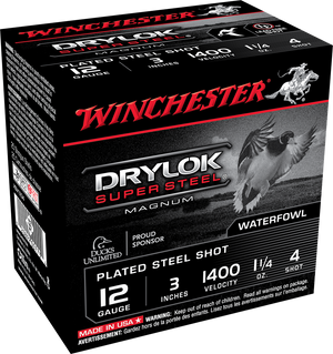 Winchester Drylok Magnum Plated Load 12 ga. 3 in. 1 1/4 oz. 4 Shot 25 rd.