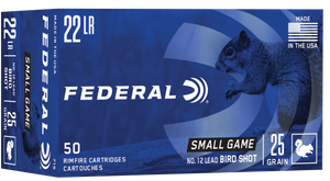 Federal, Game-Shok, 22 Long Rifle, Number 12 Lead Bird Shot, 25 Grain, 50 Rounds