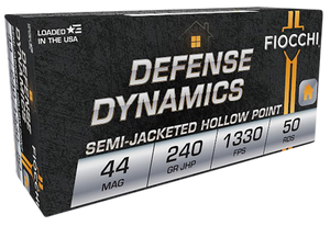 Fiocchi Defense Dynamics, 44 Magnum, Jacketed Hollow Point, 240 Grain, 50 Rounds