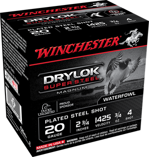 Winchester Drylok Magnum Plated Load 20 ga. 2.75 in. 3/4 oz. 4 Shot 25 rd.