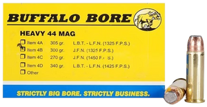 Buffalo Bore Ammunition 4B20 Heavy Strictly Business 44Rem Mag 300gr Semi Jacketed Flat Point 20 Rounds