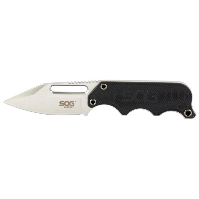 S.O.G SOG-NB1012-C Instinct  2.30" Fixed Clip Point Plain Satin Polished 5Cr15MoV SS Blade Black/Silver G10/SS Handle Includes Sheath - SOGNB1012CP - 729857002479