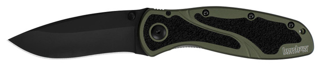 Kershaw Blur Folding Knife 3-2/5" Drop Point Blade Olive Drab - 1670OLBLK - 087171031644