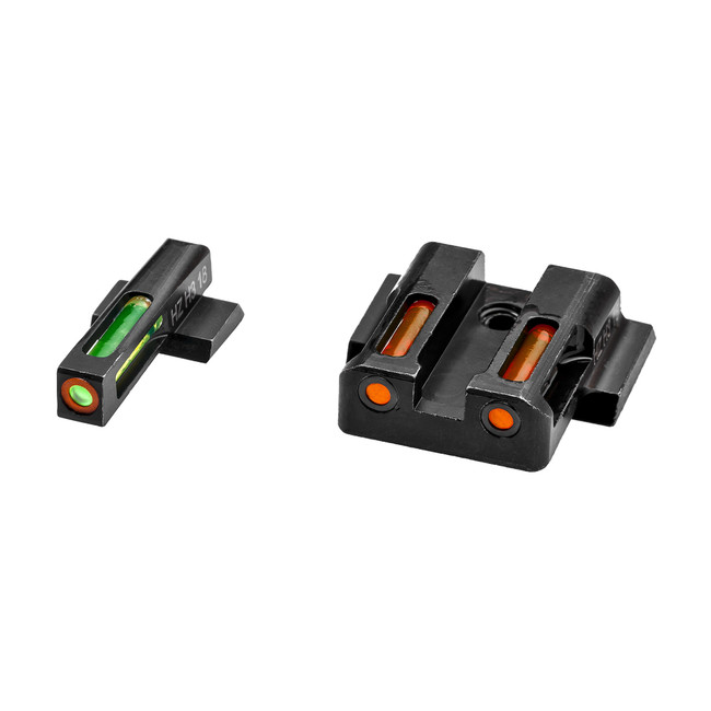 HiViz MPSN421 LiteWave H3 Sight Set for S&W Shield Green Tritium White Outline Front Sight-Orange Fiber Optic Rear Sight
