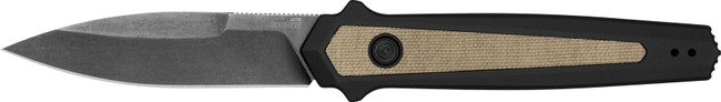Kershaw  Launch 15 Full Size 3.50" Folding Spear Point Plain Black Oxide Blackwash CPM MagnaCut Steel Blade/Black Anodized w/Tan Canvas Aluminum w/Micarta Inserts Handle Includes Pocket Clip - 7950 - 087171064529