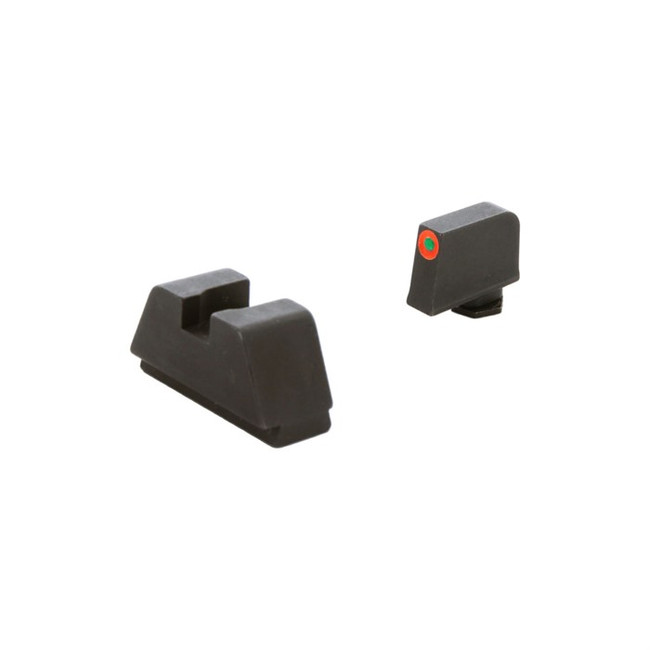 AmeriGlo GL511 Optic Compatible Sight Set for Glock  XL Tall Green Tritium Orange Outline Front Sight-Green Tritium Black Rear Sight
