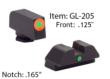 AmeriGlo GL205 i-Dot Glock Sight Set Front Orange Outline Rear Green Tritium