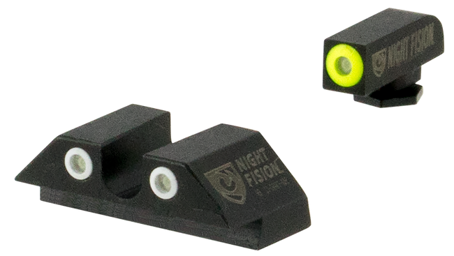 Night Fision GLK003007YGW Tritium Night Sights For Glock  Green Tritium Yellow Outline Front Sight- Green Tritium White Outline Rear Sight Glock 42/43/43X