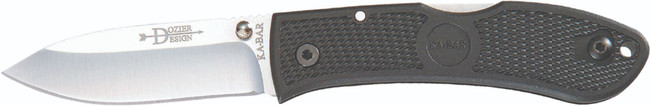 Ka-Bar 4062 Dozier Hunter 3" Folding Drop Point Plain AUS-8A SS Blade, Black Zytel Handle, Includes Pocket Clip - 4062 - 617717240621