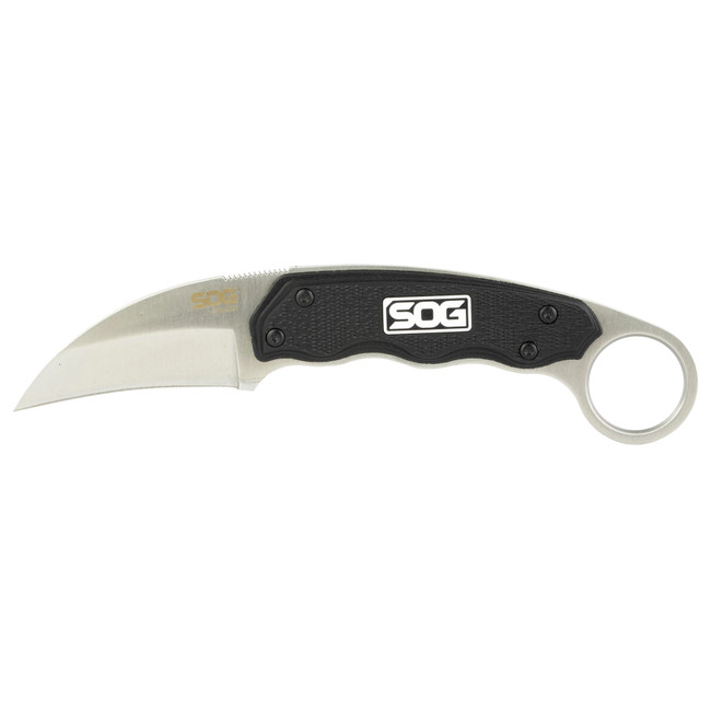 S.O.G SOG-GB1001-C Gambit  2.58" Fixed Sheepsfoot Plain Satin Polished 7Cr17MoV SS Blade Black GRN Handle Includes Sheath - SOGGB1001CP - 729857004336