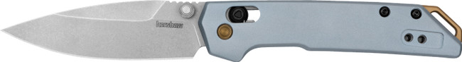 Kershaw 2051 Iridium  EDC Mini 3" Folding Spear Point Plain Stonewashed D2 Steel Blade, Ice Blue Aluminum Handle - 2051 - 087171066738