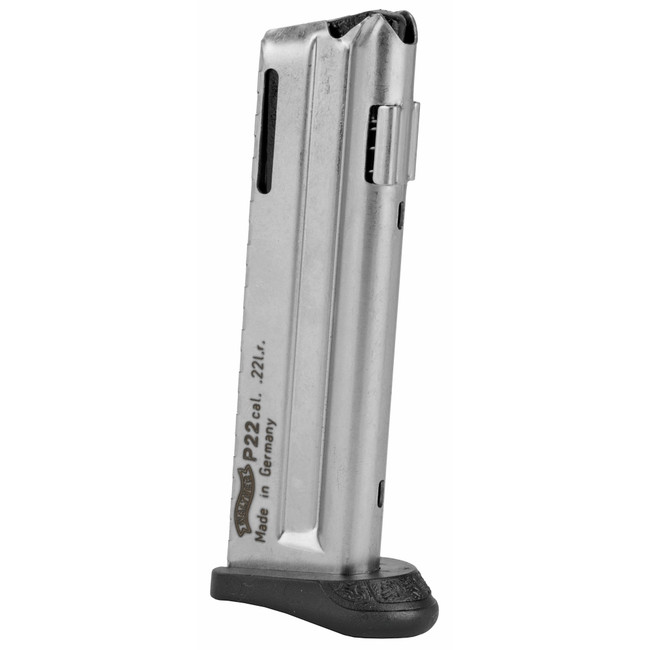 Walther Arms 512604 P22  10rd Detachable w/Finger Rest 22 LR Black Steel - 512604 - 723364200731