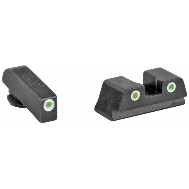 Trijicon Bright and Tough Night Sights Green Tritium White Outline Glock 42 43 - 600777 - 719307212626