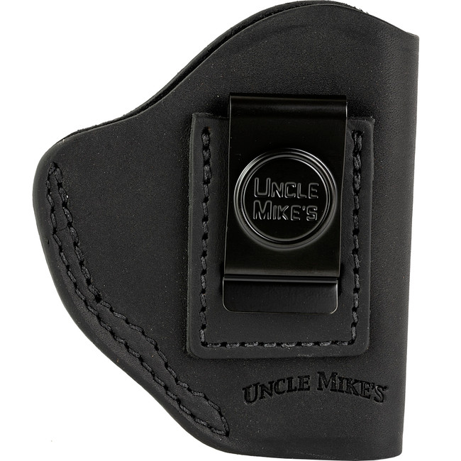 Uncle Mikes-leather(1791) UMIWB2MBLA Inside the Waistband  IWB Size 02 Matte Black Leather Belt Clip Fits Small Frame Revolver Right Hand - UMIWB2MBLA - 810102212313