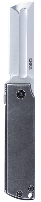 CRKT 5915 MinimalX  EDC 2.19" Folding Modified Tanto Plain Satin 12C27 Sandvik Blade, Stonewashed Stainless Steel Handle - 5915 - 794023591507