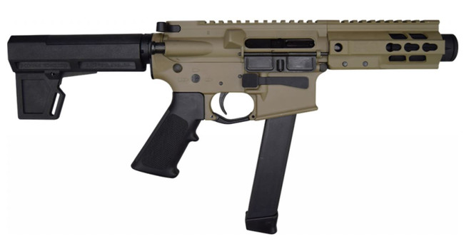 Brigade MFG BM-9 Forged Aluminum AR Pistol - FDE | 9mm | 5.5" Barrel | 5" U-LOC Rail | Faux Can | KAK Blade