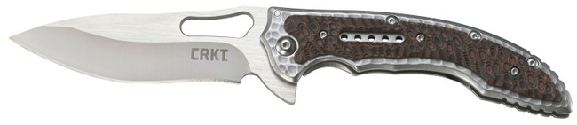 CRKT 5470 Fossil  3.96" Folding Drop Point Plain Satin 8Cr13MoV SS Blade/ Brown G10/SS Handle Includes Pocket Clip - 5470 - 794023547009