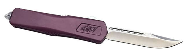 Great Lakes Firearms GLKMDSMTCHY GLFA  Medium 3.50" OTF Plain Steel Blade, Black Cherry Cerakote Aluminum Handle - GLKMDSMTCHY - 638457794434