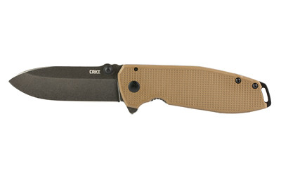 CRKT 2495B SQUID XM 2.95" Folding Drop Point Plain Stonewashed D2 Steel Blade, Brown Textured G10/SS Handle - 2495B - 794023249538