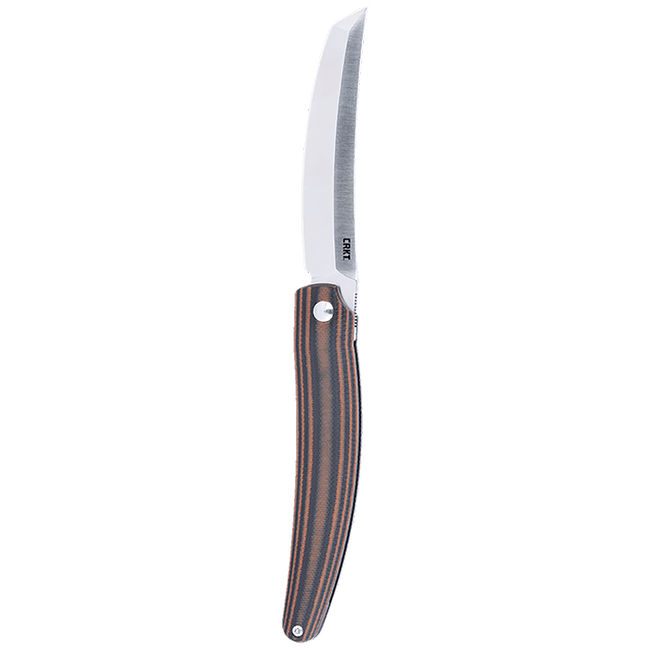 CRKT 5930 Ancestor  EDC 3.60" Folding Tanto Plain Satin D2 Steel Blade, Black/Brown Stripe G10 Handle - 5930 - 794023593006