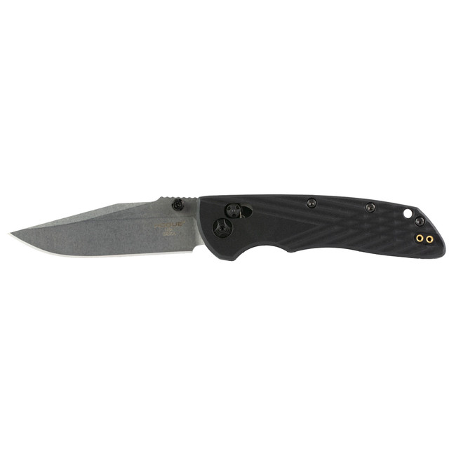 Hogue 24379 Deka  3.25" Folding Clip Point Plain Stone Tumbled CPM MagnaCut Steel Blade, Black Textured GRN Handle - 24379 - 743108243794