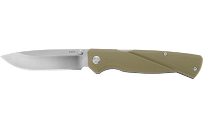 CRKT 6434 Kova  3.50" Folding Drop Point Plain Satin 8Cr13MoV SS Blade/OD Green GRN Handle Includes Pocket Clip - 6434 - 794023643404