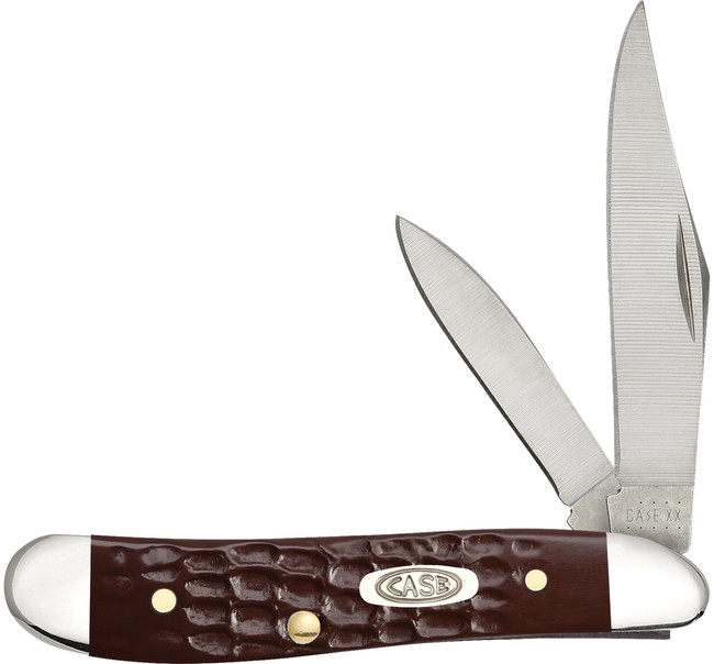Case 00046 Peanut  2.10"/1.53" Folding Clip/Pen Plain As-Ground Tru-Sharp SS Blade/Brown Jigged Synthetic Handle - 00046 - 021205000466