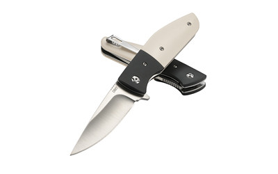CRKT 2867 Curfew  3.10" Folding Plain Satin 8Cr13MoV SS Blade/Black/White Resin Infused Fiber w/Aluminum Bolster Handle Includes Pocket Clip - 2867 - 794023286700
