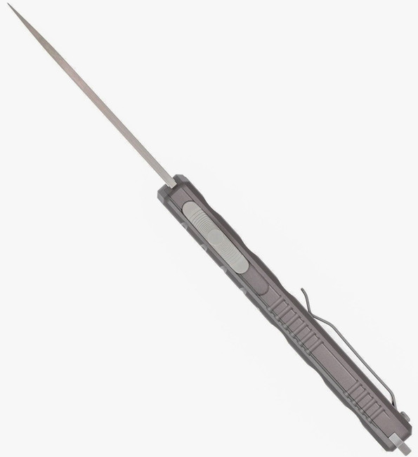 CobraTec Knives CTEGRYM390DNS Enforcer  3.25" OTF Drop Point Plain M390 Steel Blade/Gray Aluminum Handle - CTEGRYM390DNS - 099654038934