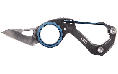 CRKT 9083 Compano  1.44" Folding Sheepsfoot Plain Satin 8Cr13MoV SS Blade/Black Stonewashed w/Blue Accents Stainless Steel Handle - 9083 - 794023908305