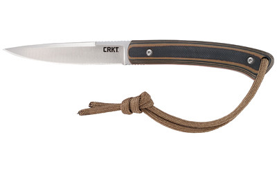 CRKT 2382 Biwa  3.02" Fixed Plain Satin 8Cr13MoV SS Blade/Black/Brown G10 Handle Includes Lanyard/Sheath - 2382 - 794023238204