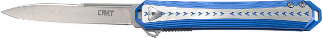 CRKT 6710 Stickler  3.38" Folding Plain Satin 12C27 Sandvik Blade/ Blue & Silver Aluminum Handle Includes Pocket Clip - 6710 - 794023671001