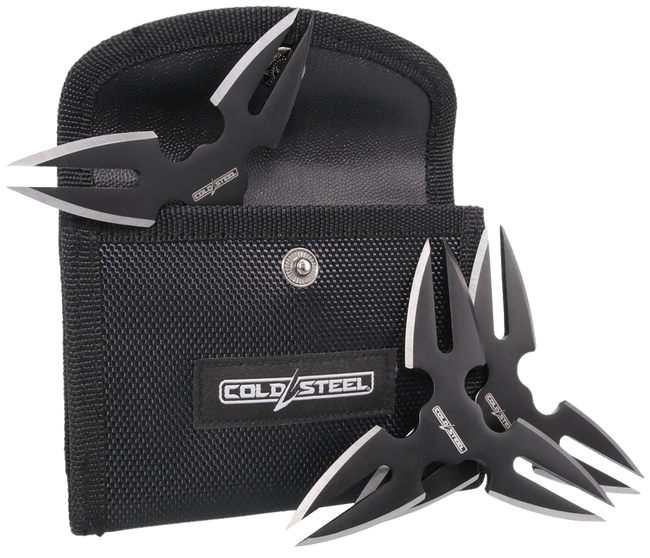 THROWING STARS / 1.5 BLADE / BLACK OXIDE 420SS / NYLON POUCH SHEATH (3 PACK) - TH-15STR3PK - 888151040294