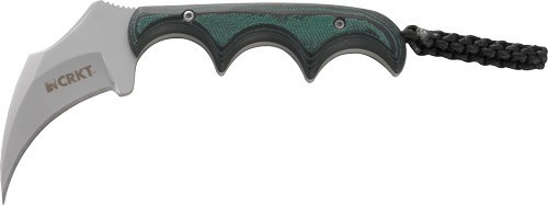 CRKT 2389 Keramin  2.31" Fixed Plain Bead Blasted 5Cr15MoV SS Blade/ Green Contoured Resin Infused Fiber Handle Includes Lanyard/Sheath