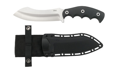 CRKT 2866 Catchall  5.51" Fixed Sheepsfoot Plain Brushed Satin 8Cr13MoV SS Blade/Black GRN w/Rubber Overlay Handle Includes Sheath - 2866 - 794023286601