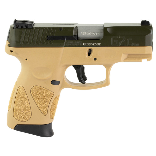Taurus G2C 9mm Luger 3.2 inch 12 Rounds Moss Green Cerakote Coyote Tan - 1G2C93B12T - 725327620006