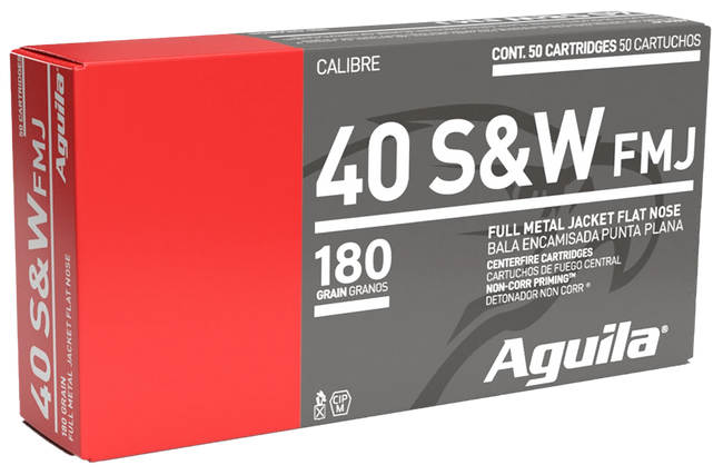 Aguila Ammunition .40 S&W Handgun Ammo - 180 Grain | FMJ Flat Nose | 50rd Box